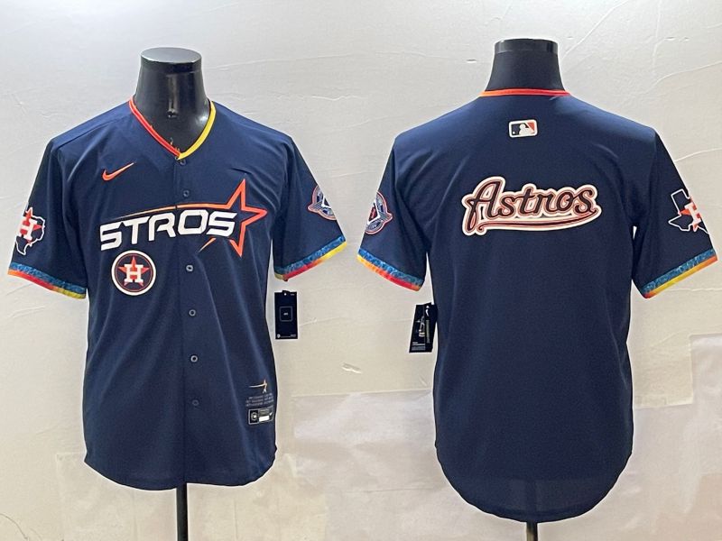 Men Houston Astros Blank Drak Blue Fourth generation Joint Name 2025 Nike MLB Jersey style 12->houston astros->MLB Jersey